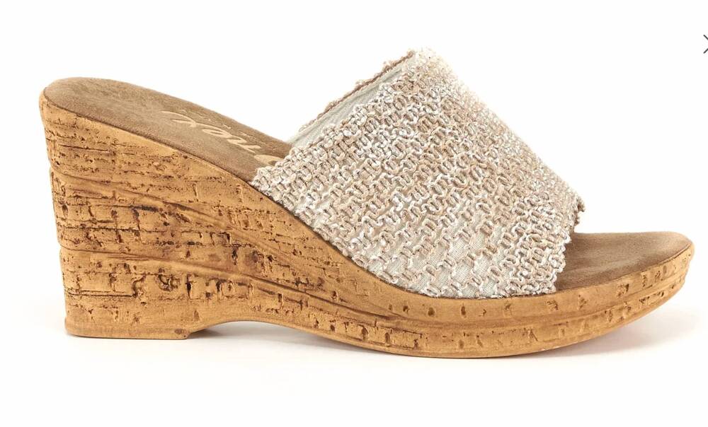 NEW ONEX women's bianca slides in brite multi straw